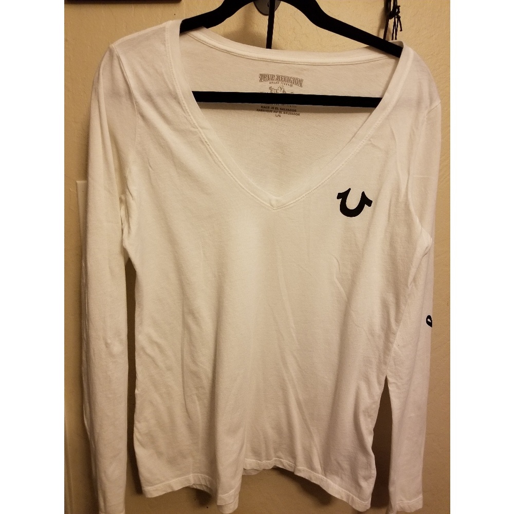 White V neck long sleeve.